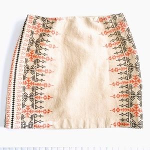 LOFT Cotton/Linen Geometric Boho Southwest  Embroidered Straight Skirt S…